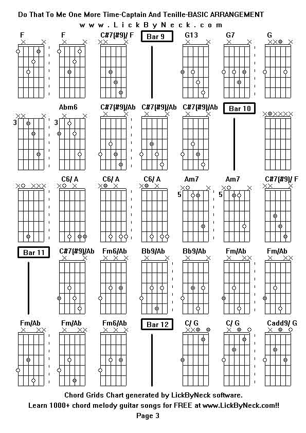 Chord Grids Chart of chord melody fingerstyle guitar song-Do That To Me One More Time-Captain And Tenille-BASIC ARRANGEMENT,generated by LickByNeck software.